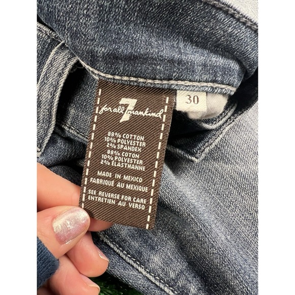 Y2K 7 for All Mankind Austyn Jeans SZ 30 Blue Denim Pants Straigt Leg Mid Rise - Picture 6 of 9